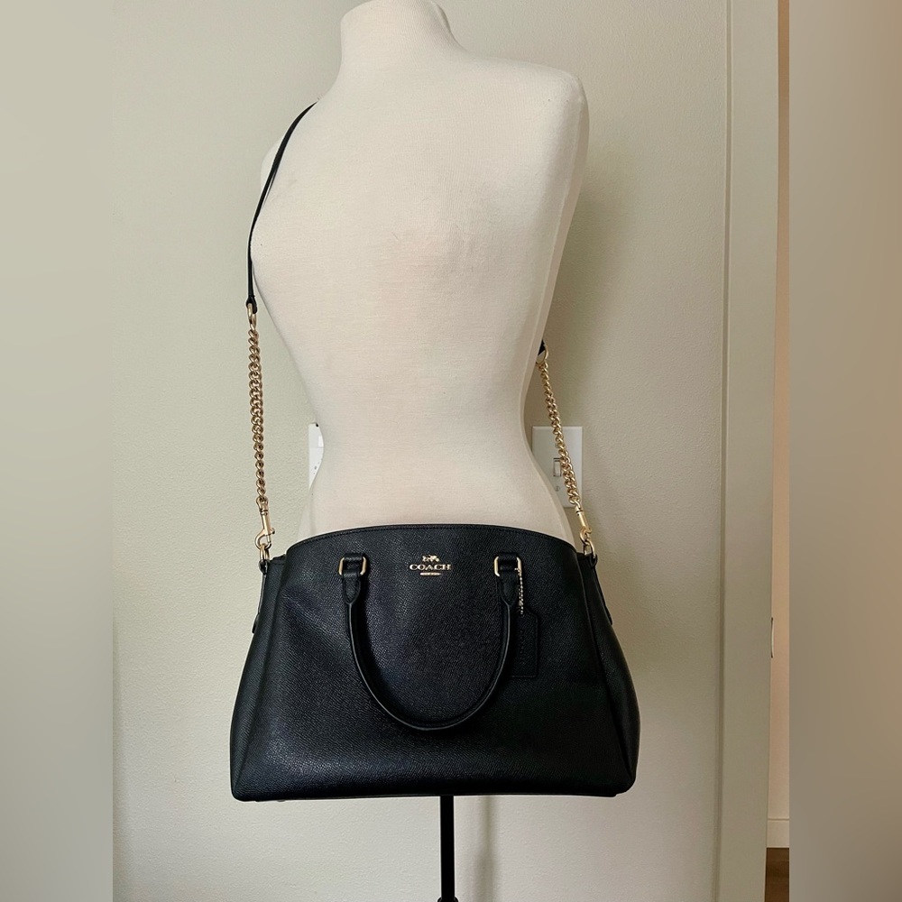 Coach Black Shoulder Bag with Gold Chain